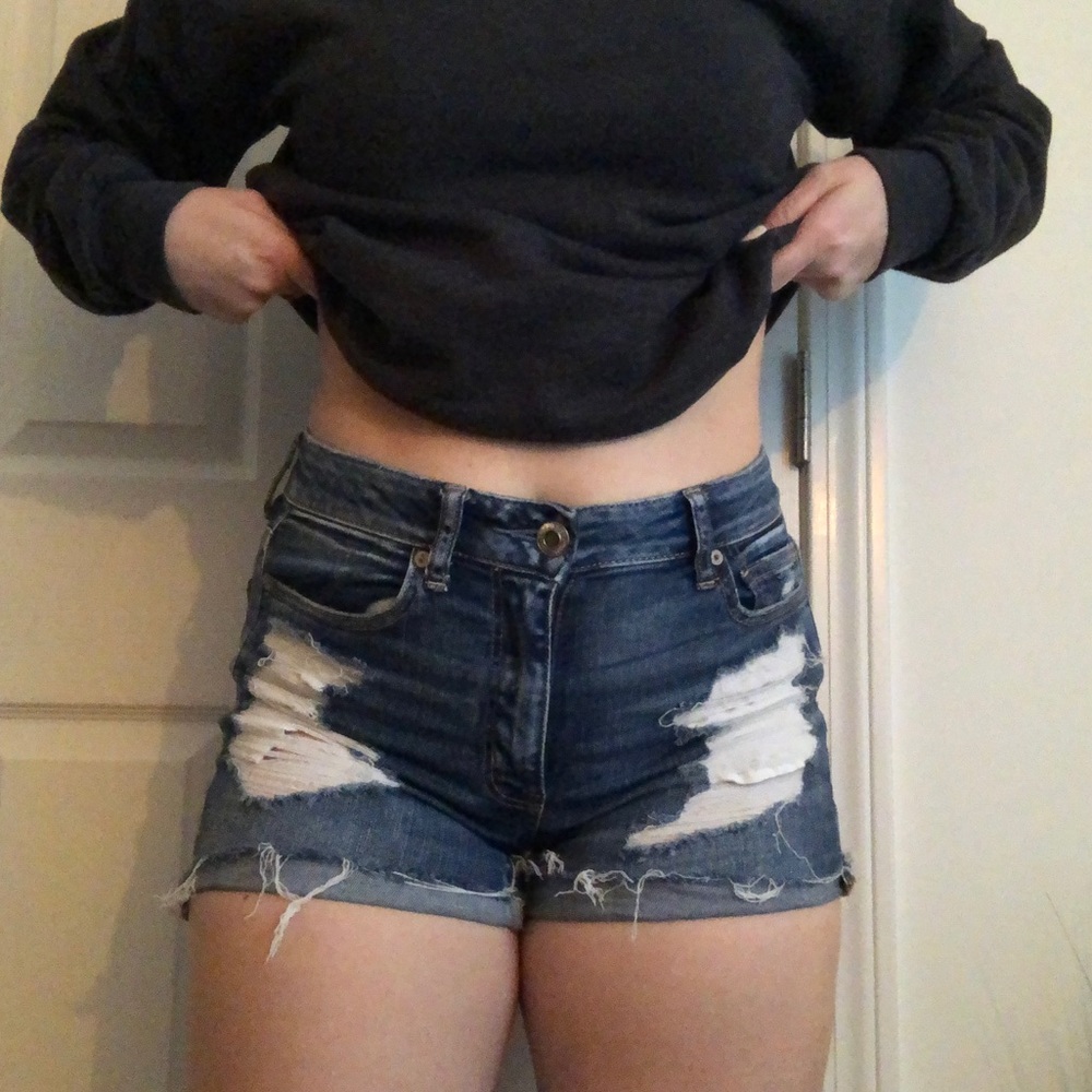American Eagle Next Level Stretch Denim Shorts with Rips